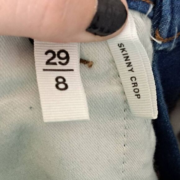 LOFT Chewed Hem Slim Pocket Skinny Crop Jeans in Botanic Blue Wash size 29/8 - Picture 8 of 11